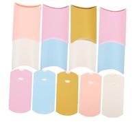 FUNOMOCYA 100pcs Wedding Chocolate Pillow Boxes Paper Candy Favor Cases in Pink Purple Gold Blue White Small Pillow-shaped Boxes for Party Bridal Shower Birthday Holiday Treats Packaging