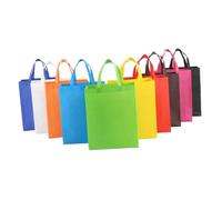 FUNOMOCYA 10pcs Non-woven Handbags Reusable Eco Shopping Bags Vertical Style Mixed Colors Storage Tote for Grocery Retail Events
