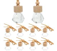 FUNOMOCYA 10Pcs Refillable Car Air Freshener Essential Oil Diffuser Bottles Transparent Hanging Perfume Bottle Pendants for Car Office Home Decor Diamond Shape