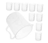 FUNOMOCYA 10pcs Transparent Plastic Measuring Cups Large Capacity Graduated Mixing Jugs for Kitchen Baking Cooking Juice Serving Reusable Liquid Measuring Pitchers