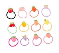 FUNOMOCYA 12 Pairs Colorful Elastic Hair Ties for Fruit-themed Pineapple Strawberry Lemon Cherry Peach Ponytail Holders Gentle Hair Bands for Boy Girl Lightweight Accessories for Birthday