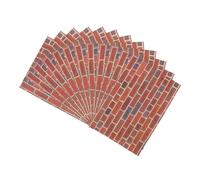 FUNOMOCYA 12 Sheets Scale Miniature Dollhouse Wallpaper Peel Stick Realistic Red Brick Texture Lightweight Easy to Cut Self Adhesive Wall Cladding for Dollhouse Accessories
