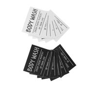 FUNOMOCYA 12PCS Bathroom Bottle Labels for Glass Removable Adhesive Stickers for Hand Soap Shampoo Conditioner Lotion Dispensers Black Background Design