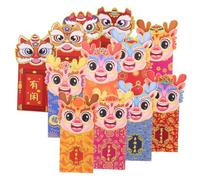FUNOMOCYA 12pcs Chinese Year Red Packets with Dragon Design Lucky Money Envelopes for Lunar Year Bright Auspicious Red Luck Money Bags Mixed Style Spring Festival Pockets