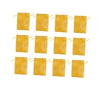 FUNOMOCYA 12pcs Drawstring Bag Party Birthday Wedding Drawstring Bags Bulk Bags Jewelry Baggies Tiny Favor Pouch Lunch Small Mini Style Candy Bag Yellow Cotton Linen