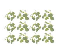 FUNOMOCYA 12pcs Easter Napkin Rings Set with Mini Boho Eucalyptus Leaf Design, Spring Party Serviette Buckles for Wedding and Banquet Table Decoration