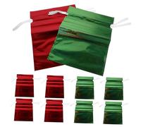 FUNOMOCYA 12PCS Holographic Drawstring Gift Bags with Quick Closure Small Foil Present Pouches for Christmas Party Holiday Birthday Packaging Secure Goodie Bags with Glitter Finish