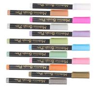 FUNOMOCYA 12Pcs Metallic Colored Marker Pens Water-based Paint Pens Soft Brush Tip Multi-use Marker for Art Projects Creative Drawing and Graffiti