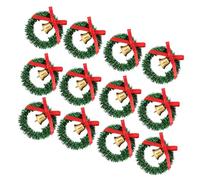 FUNOMOCYA 12pcs Mini Bell Wreath Wreaths for Dollhouse Christmas Tree Hanging Ornaments Dollhouse Miniature Green