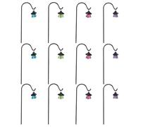 FUNOMOCYA 12Pcs Mini Luminous Horse Lantern Set with Resin Flower Holders, Glow-In-The-Dark Mini Light Posts for Dollhouse, Fairy Garden, and Micro Landscape Decoration