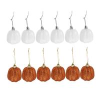 FUNOMOCYA 12pcs Mini Pumpkin Hanging Ornaments Lightweight Plastic Decorative Pumpkins for Halloween Thanksgiving Fall Party Indoor Outdoor Seasonal Decor
