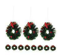 FUNOMOCYA 12PCS Miniature Dollhouse Christmas Wreaths Plastic Ornaments for Holiday Decor Craft Supplies for Wreath Making Realistic Mini House Accessories for Festive Scenes