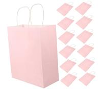 FUNOMOCYA 12Pcs Pink Kraft Paper Bags Medium Vertical Bags for Party Favors Treats Bulk Packaging Suitable for Birthday Holiday Craft Markets