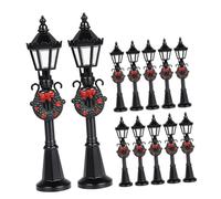 FUNOMOCYA 12pcs Scale Miniature Street Lamps Black DIY Dollhouse Accessories Outdoor Pathway Post Lanterns for Village Scenes Christmas Decoration