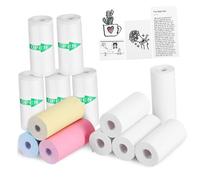 FUNOMOCYA 13 Rolls Mini Thermal Printer Paper Adhesive Sticker Paper with Colorful White Printable for Crisp Clear Photo Printing and Versatile Use