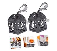 FUNOMOCYA 16pcs Halloween Paper Candy Boxes Small Pumpkin Ghost Cutout Design Candy Packing Containers for Party Decoration and Treats Packaging