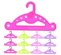 FUNOMOCYA 16pcs Mini Doll Apparel Hangers for Doll Closet Organization Plastic Mini Hangers in Green Pink Purple Clothing Storage for Dress Up Wardrobe