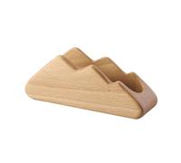 FUNOMOCYA 1Pc Beech Wooden Mountain Shape Business Card Holder Box Unique Desk Organizer for Office Home Sturdy Stylish Display Friends Partners