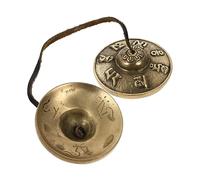 FUNOMOCYA 1Pc Handmade Copper Cymbals Bell for Meditation Yoga Sound Healing Durable Tingsha Chimes with Six Character Design for Mindfulness Practice