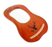 FUNOMOCYA 1set String Wooden Lyre Harp Portable Musical Instrument Polished and Warm Tone Includes Tuning Wrench and Extra Strings for Music and Beginners