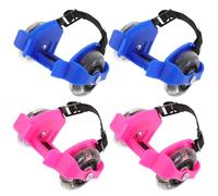 FUNOMOCYA 2 pairs Adjustable Beginner Roller Skates with Light-up Wheels for Outdoor PVC Skating Shoes Blue Easy Fit Shoe Attachment for Smooth Safe Skating