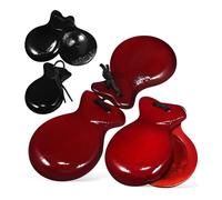 FUNOMOCYA 2 Pairs Wooden Spanish Castanets Handheld Finger Castanets Musical Instruments for Adults with Brown and Black Finish Handmade Percussion Tool for Early Childhood Development and