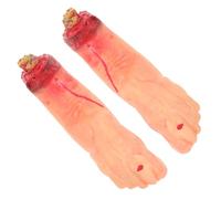 FUNOMOCYA 2 pcs Halloween Severed Feet Props Realistic Scary Broken Foot Decorations for Horror Parties Prank Scary Fake with Blood Effect Lightweight