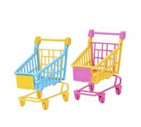FUNOMOCYA 2 Pcs PVC Simulation Mini Shopping Trolley for Doll Storage Rack and Educational Play Random Color PVC Material for Imaginative Role Play and Small Item Organization Random Color