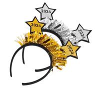 FUNOMOCYA 2 Pcs Year Headbands Star Party Hairbands for Women and Adults Comfortable Plastic Headwear with Gold and Silver Stars Festive Years Eve Accessories for Holiday Celebrations