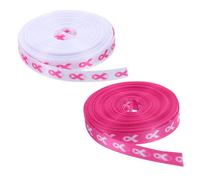 FUNOMOCYA 2 Rolls Breast Cancer Awareness Wrapping Ribbon Decorative Craft Ribbon Trim for Packaging Flower Bouquets Fundraising Events and Party Decorations