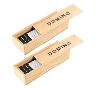 FUNOMOCYA 2 Sets Black Wooden Domino Blocks Set Stacking Building Blocks for Safe Premium Wood Material Creative Team Spirit Developing Board Game with Portable Storage Box for Family Play