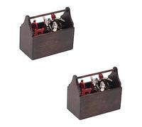 FUNOMOCYA 2 Sets Doll House Model Mini Dollhouse Doll Furniture The House Modeling Kit Family Toolbox Brown Wood