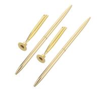FUNOMOCYA 2 Sets Gold Ballpoint Pen with Stand Nib Metal Reception Counter Pen for Wedding Guest Book Signing Office Desk Writing Supplies Professional Business Use