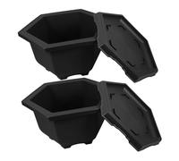 FUNOMOCYA 2 Sets Hexagonal Orchid Flower Pots with Tray Saucers Plastic Bonsai Planters for Succulent Cactus Herb Indoor Home Office Desk Shelf Decor Imitation Purple Sand Material Wide