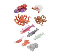 FUNOMOCYA 2 Sets Salmon and Octopus Life Cycle Display Models Educational Fish Growth Stage Miniature Animal Figures for Learning and Play