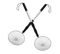 FUNOMOCYA 2 Sets Stainless Steel Sand Scoop Shovel with Telescopic Handle Multifunctional Beach Sand Sifter for Shell Collecting Rock Digging and Outdoor Play with Large Heads