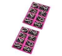 FUNOMOCYA 2 Sets Wire Puzzle Brain Teaser Unlock Interlock Trick for Adults Portable Educational Fidget Game for Travel and Party Fun