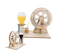 FUNOMOCYA 2 Sets Wooden Hand Crank Generator DIY Science Experiment Kit for Manual Assembly Educational with Light Bulb Material Enhances Thinking and Analytical Skills Random Color