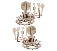 FUNOMOCYA 2 Sets Wooden Solar System Puzzle Kit with Planets Model DIY Stem Science for Family Educational Space Knowledge Craft for Classroom and Home Learning
