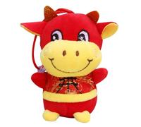 FUNOMOCYA 2021 New Year Ox Zodiac Doll Ornament Fu Ingot Pendant Red Plush Cattle Decoration for Chinese Year Festival Home Hanging
