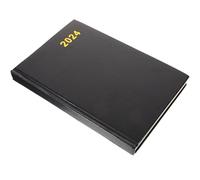 FUNOMOCYA 2024 Daily Planner A5 Black Leather Cover Schedule Book Yearly Planning Notebook Multi-Purpose Handbook for Work and Personal Organization