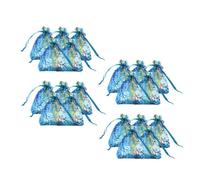 FUNOMOCYA 20Pcs Blue Coral Gauze Drawstring Bags 10X15Cm for Wedding Jewelry Pouches Candy Storage Bags Party Favor Packaging