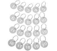FUNOMOCYA 20pcs Metal Key Tags Ring for Keychain Key Id Tags Number 1-20 Luggage Labels