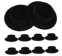 FUNOMOCYA 20pcs Mini Tops Hat Doll Hats Resin Flocking Material DIY Craft Accessories for Doll Decoration Snowman Ornament Halloween Christmas Small Black