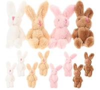 FUNOMOCYA 20pcs Small Bunny Plush Adorable Soft Rabbit Dolls in Pink Brown Light Brown White Lightweight Stuffed Animals for DIY Pendants Home Decor and Adults Easter
