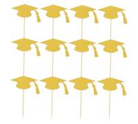 FUNOMOCYA 24pcs Graduation Cap Cake Toppers Festive Decorations for Graduation Parties School Events Anniversaries Made From Easy to Use for Cakes Cupcakes