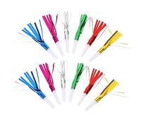 FUNOMOCYA 24PCS Mixed Color Glitter Fringed Metallic Party Noisemakers Whistles Birthday Party Favors Loud Noise Plastic Blowouts for Christmas Wedding Celebrations