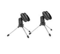 FUNOMOCYA 2pcs Adjustable Microphone Metal Stand Desktop Mic Holder with Clip Foldable Tripod Stand Built to Last for Blog and Classroom Use