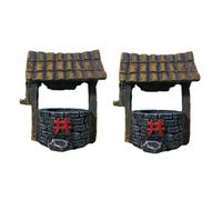 FUNOMOCYA 2pcs Ancient Well Micro Landscape Resin Ornaments for Fairy Garden Decor Desktop Decoration and Home Decor Water Well Design