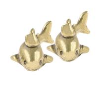 FUNOMOCYA 2pcs Antique Brass Shark Figurines Vintage Brass Craft Sculptures for Desk Garden Decor Miniature Animal Statues Unique Shark gifts for for for for for for for Lovers